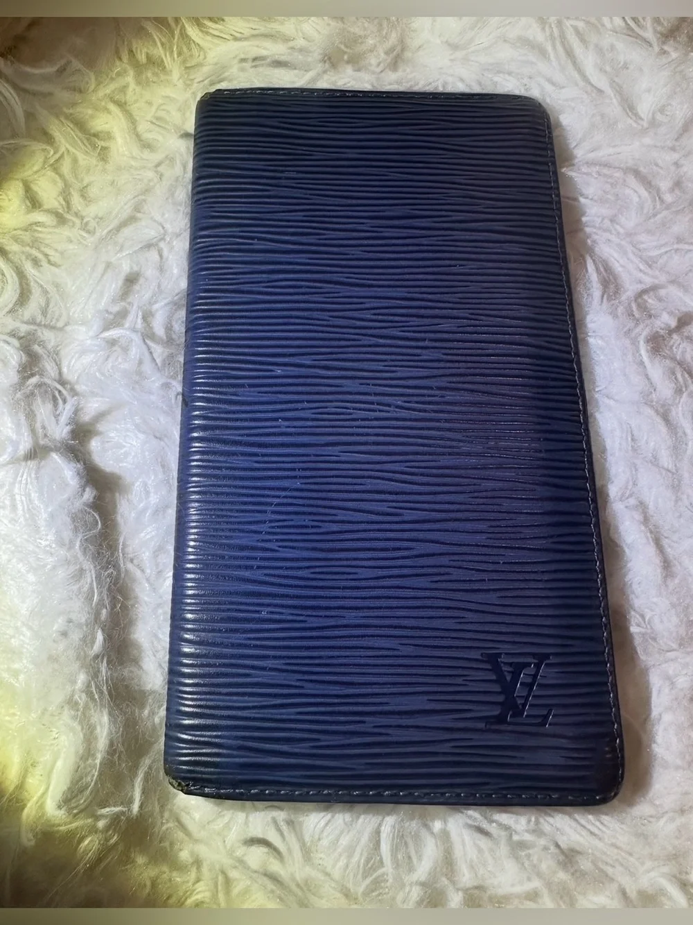 Louis Vuitton Blue Epi Leather Long Wallet with Embossed LV